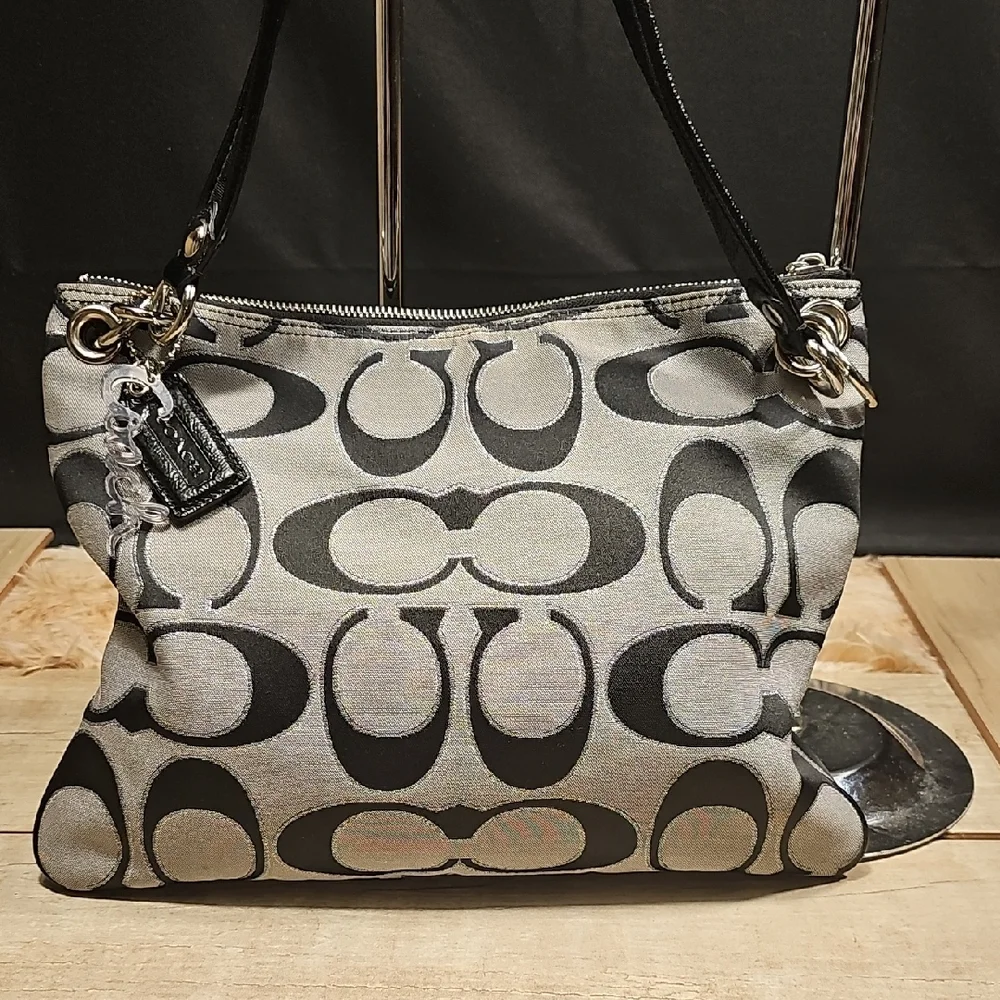 Coach Black and Gray Patterned Crossbody Bag
